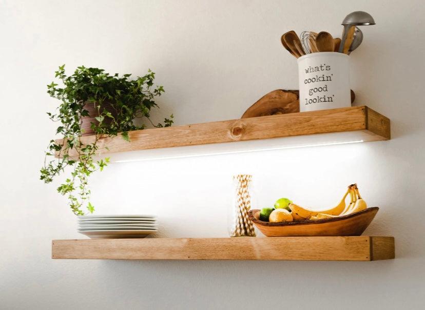Knotty Pine LED Floating Shelf - Rustic - Lyons Crafted