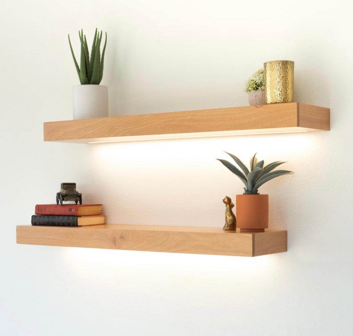 Floating Wood Shelf with 4 Height