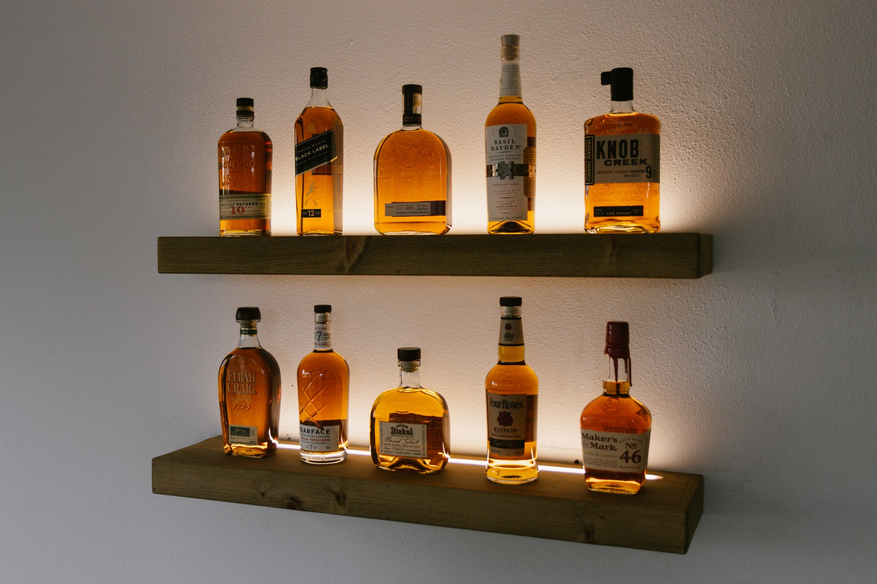 Knotty Pine LED Floating Shelf - Rustic