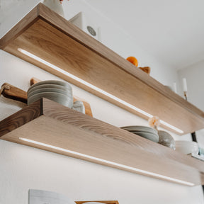 Walnut LED Floating Shelf - Modern