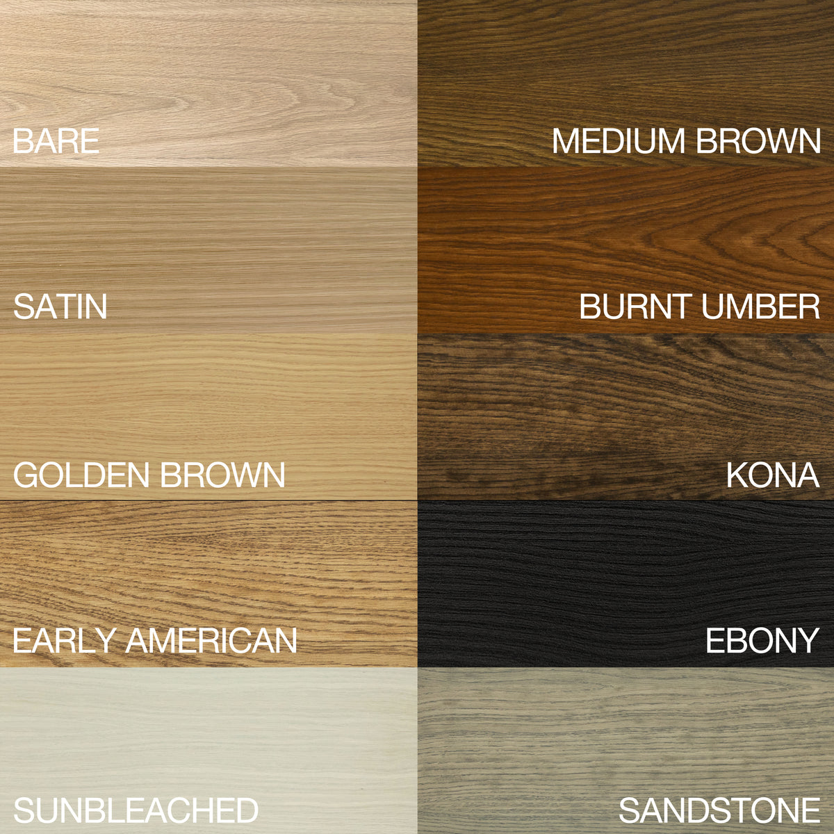 white oak finish samples