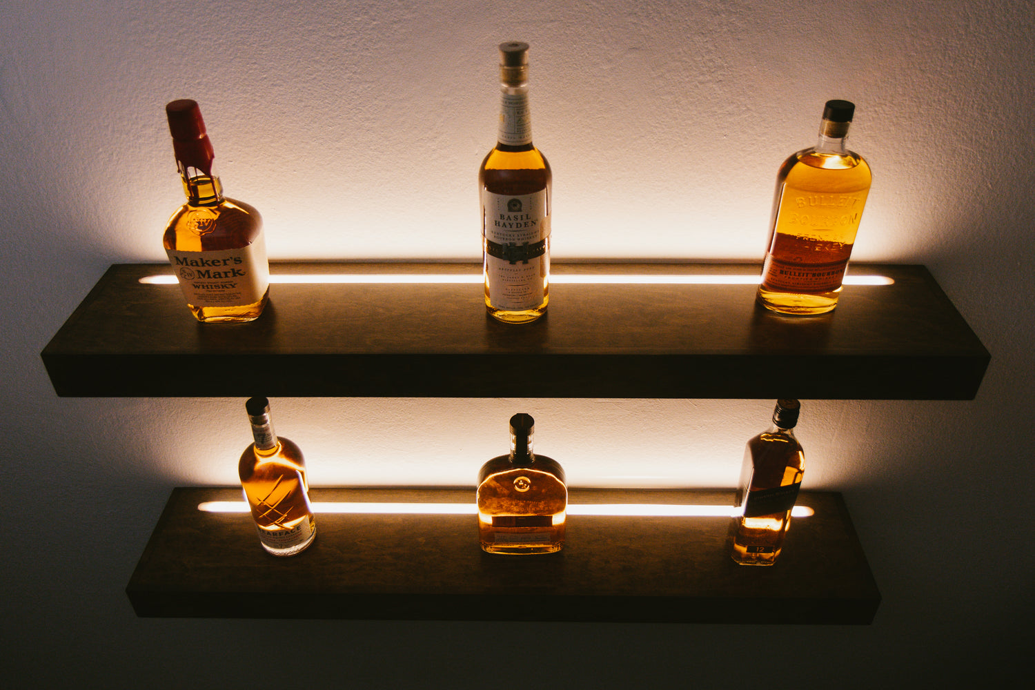 Custom Shelves with Recessed LED Lighting